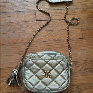 Gold Quilted Crossbody Bag